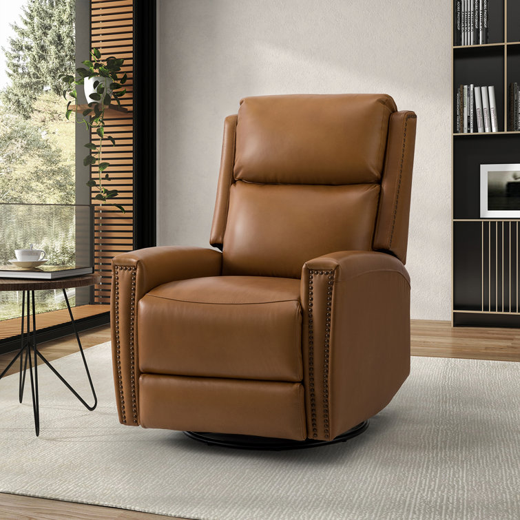 ARTFUL LIVING DESIGN Hilario 30.31'' Wide Genuine Leather Swivel Rocker